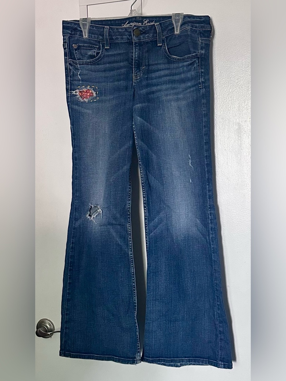 American Eagle Outfitters AE Hipster Flare Jeans with Patch Detail